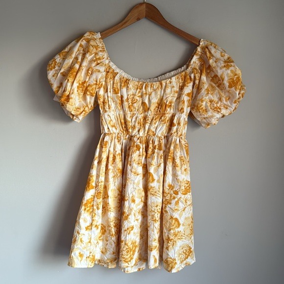 Abercrombie floral off-The-Shoulder Puff Sleeve Mini Dress medium - Picture 3 of 13